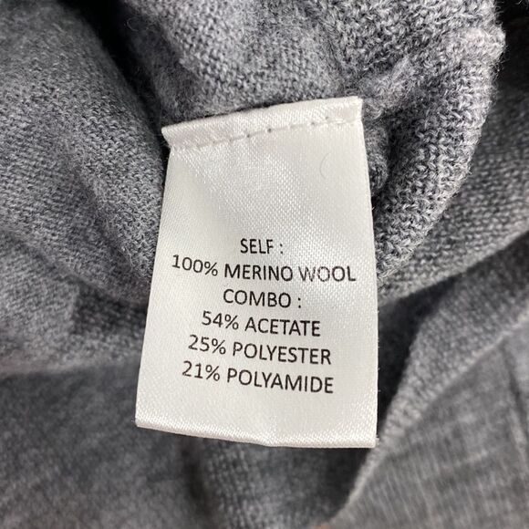 Rhie merino wool gray ruffle detailing pullover sweater size L - Picture 6 of 9